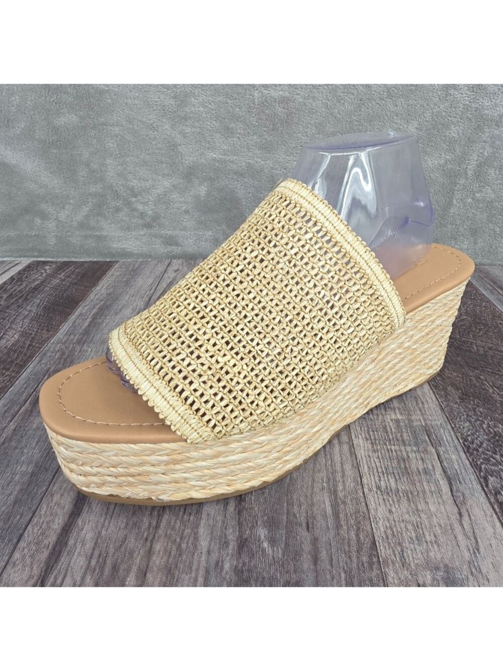 Soda Raffia Lowena Espadrille Wedges Sandals 11 Natural Boho Chic Coastal Beachy